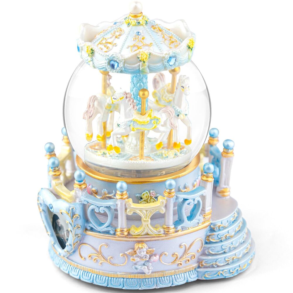 1732 Carousel Horse Music Box Girls Gift - Merry Go Round Snow Globe
